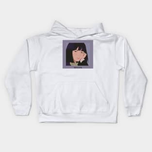 Moody cute asian girl - drawing - Color Kids Hoodie